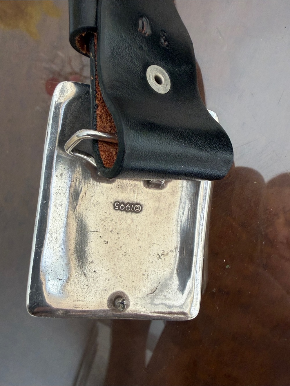 Women’s Black Leather Belt with Decorative Silver Buckle - Picture 4 of 7